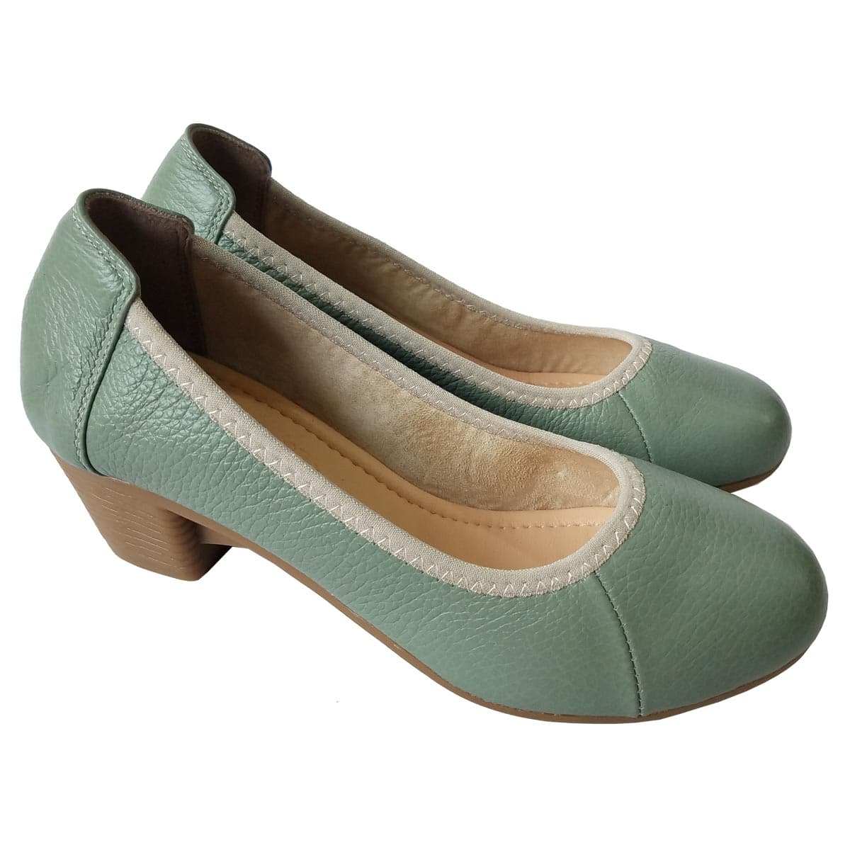 Giày Cao Gót Nữ Công Sở Da Bò Thật BIGGBEN Cao 5 Phân GCG14 - Xanh ngọc - 37