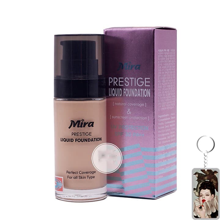 Kem nền chống nắng Mira Liquid Foundation tặng kèm móc khoá - No.21 Da tự nhiên