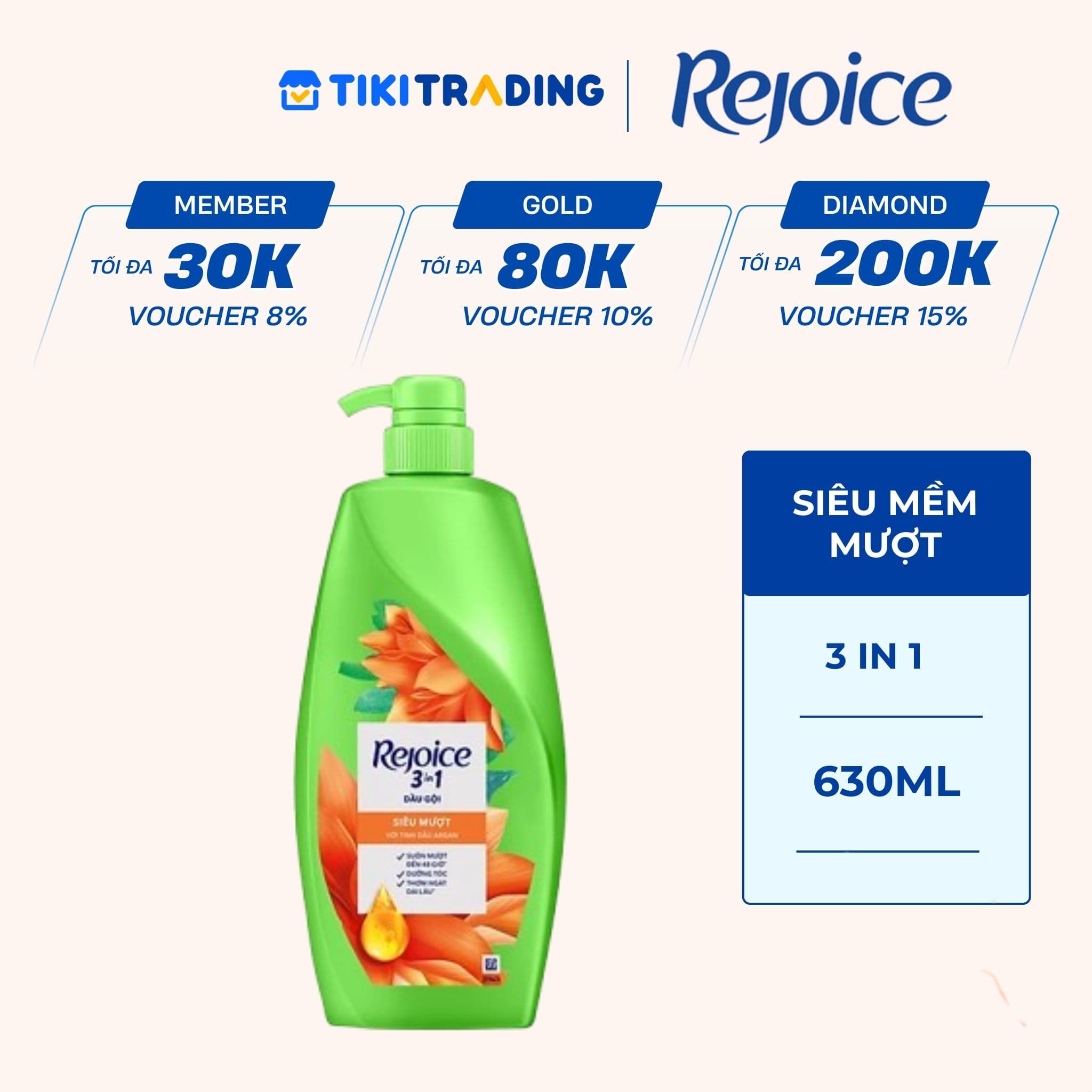 Dầu Gội REJOICE Siêu Mượt 630ml
