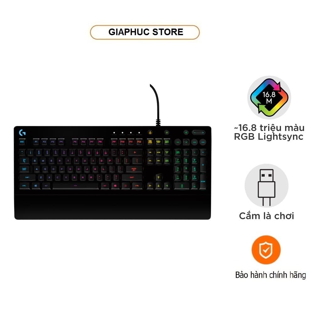 Bàn phím game có dây Logitech G213 Prodigy RGB Lightsync - Hàng chính hãng