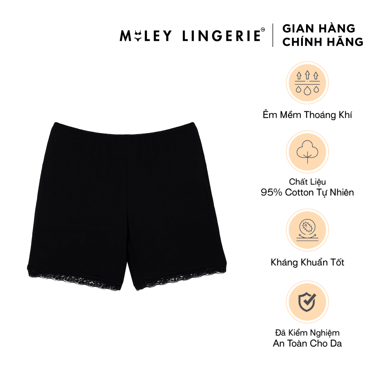 Quần Đùi Lót Nữ Mặc Trong Chân Váy Dài 25.5cm Miley Lingerie - Màu Đen FDS0106 - L