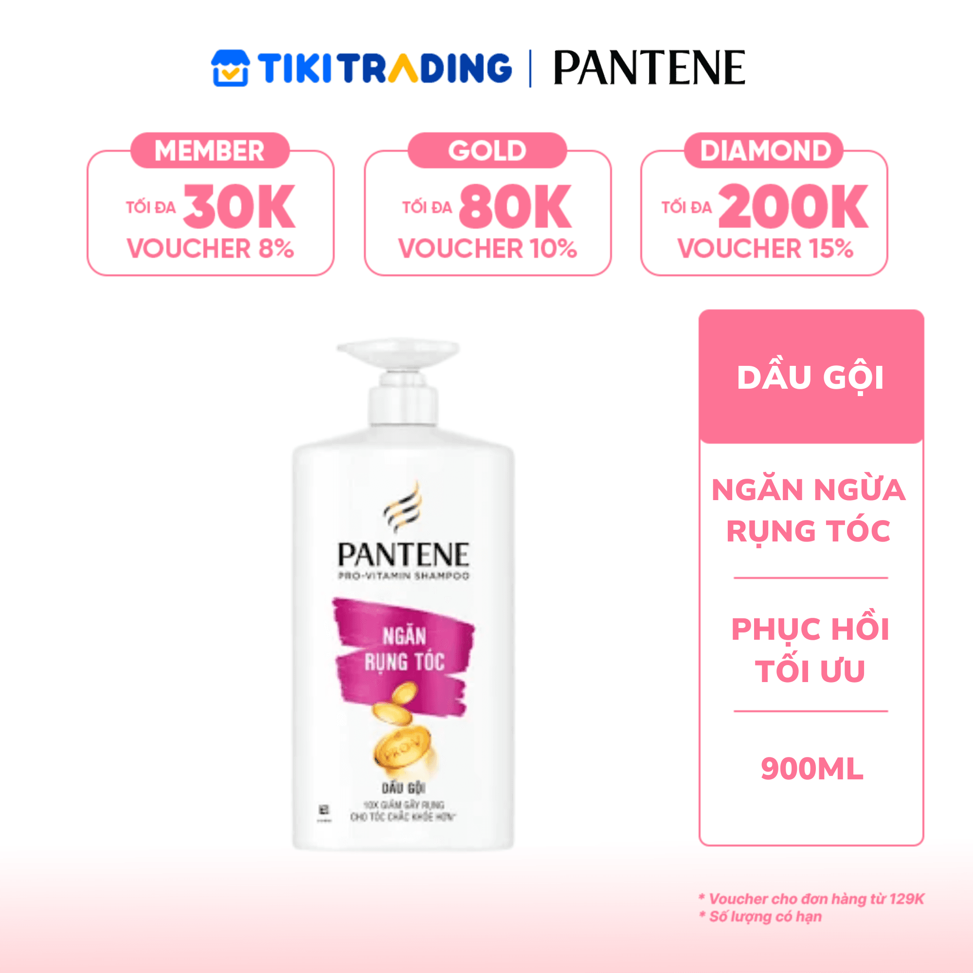 Dầu Gội PANTENE Chai 900ml - Ngăn rụng tóc