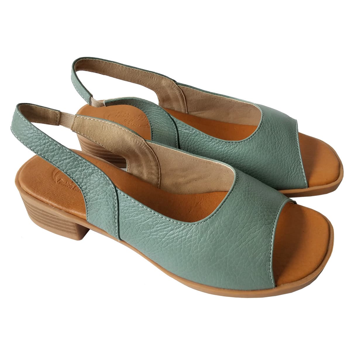 Giày Sandal Cao Gót BIGGBEN Da Bò Thật Cao 4 Phân SDCG91 - Xanh - 39