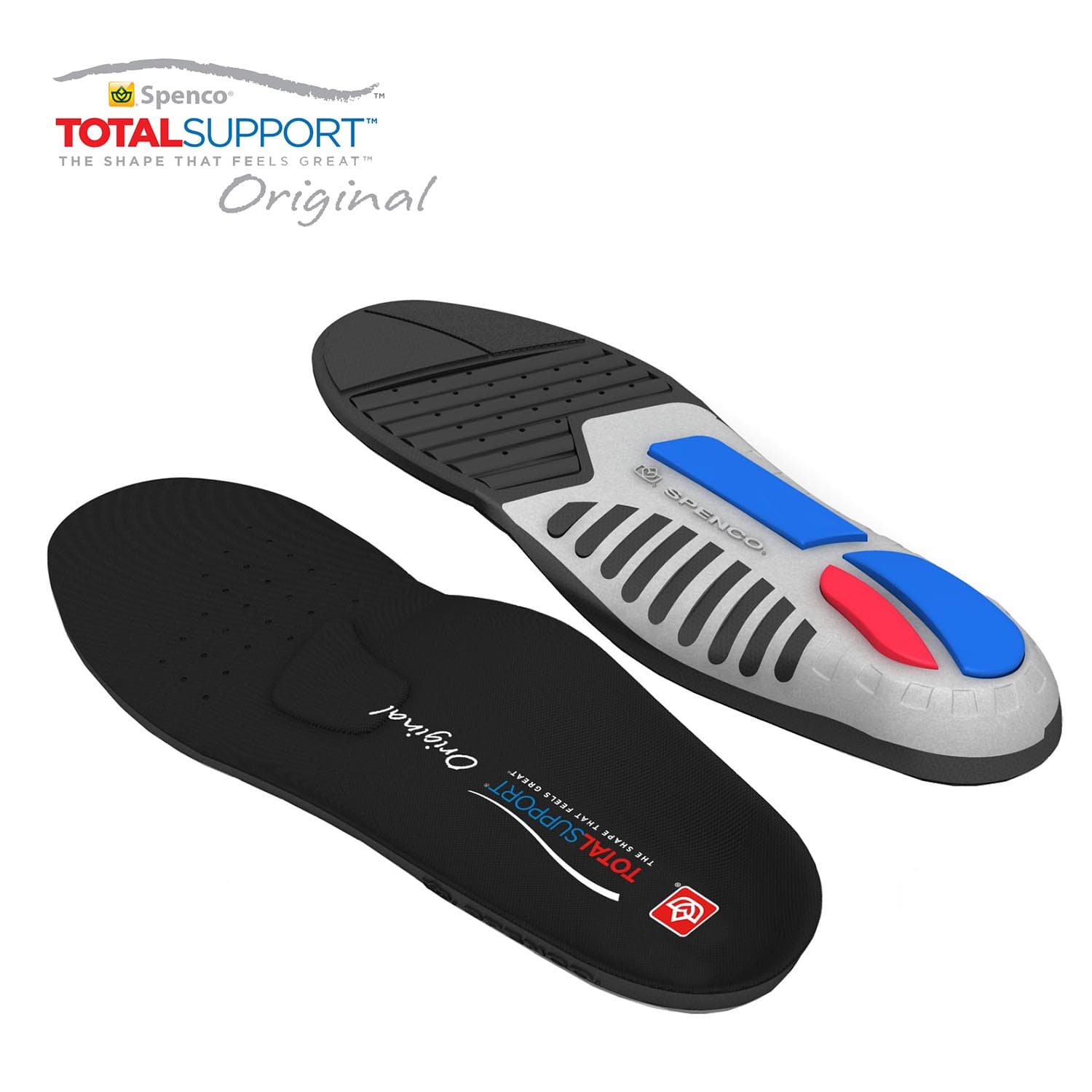 Lót giày sức khỏe Spenco Total Support Original 46-695 hỗ trợ nâng vòm, dùng cho giày thể thao, giày tây, giày lười - Size 4