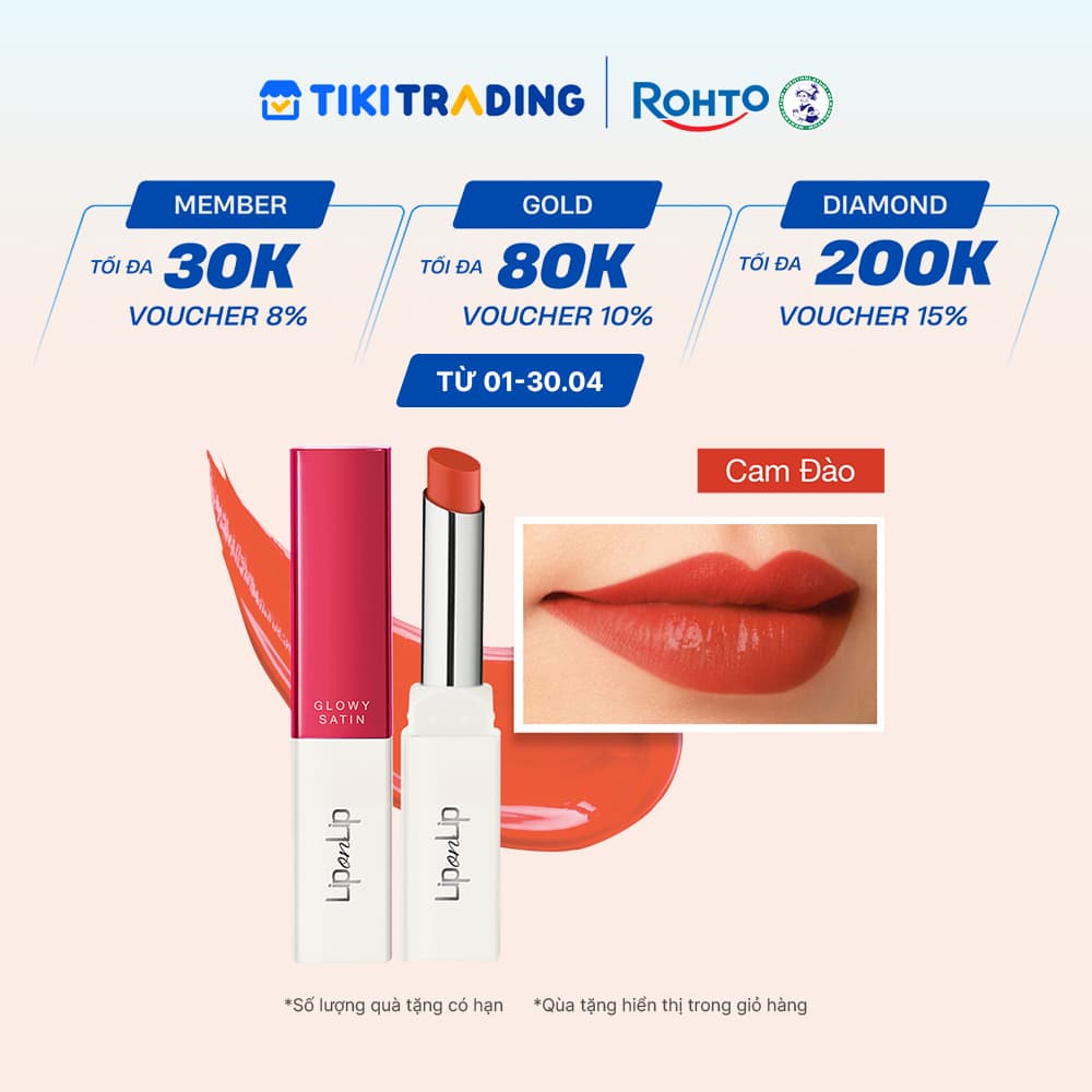 Son thỏi dưỡng môi trang điểm chất son satin Lip On Lip Glowy Satin 2.2g - Sunset Peach Cam Đào