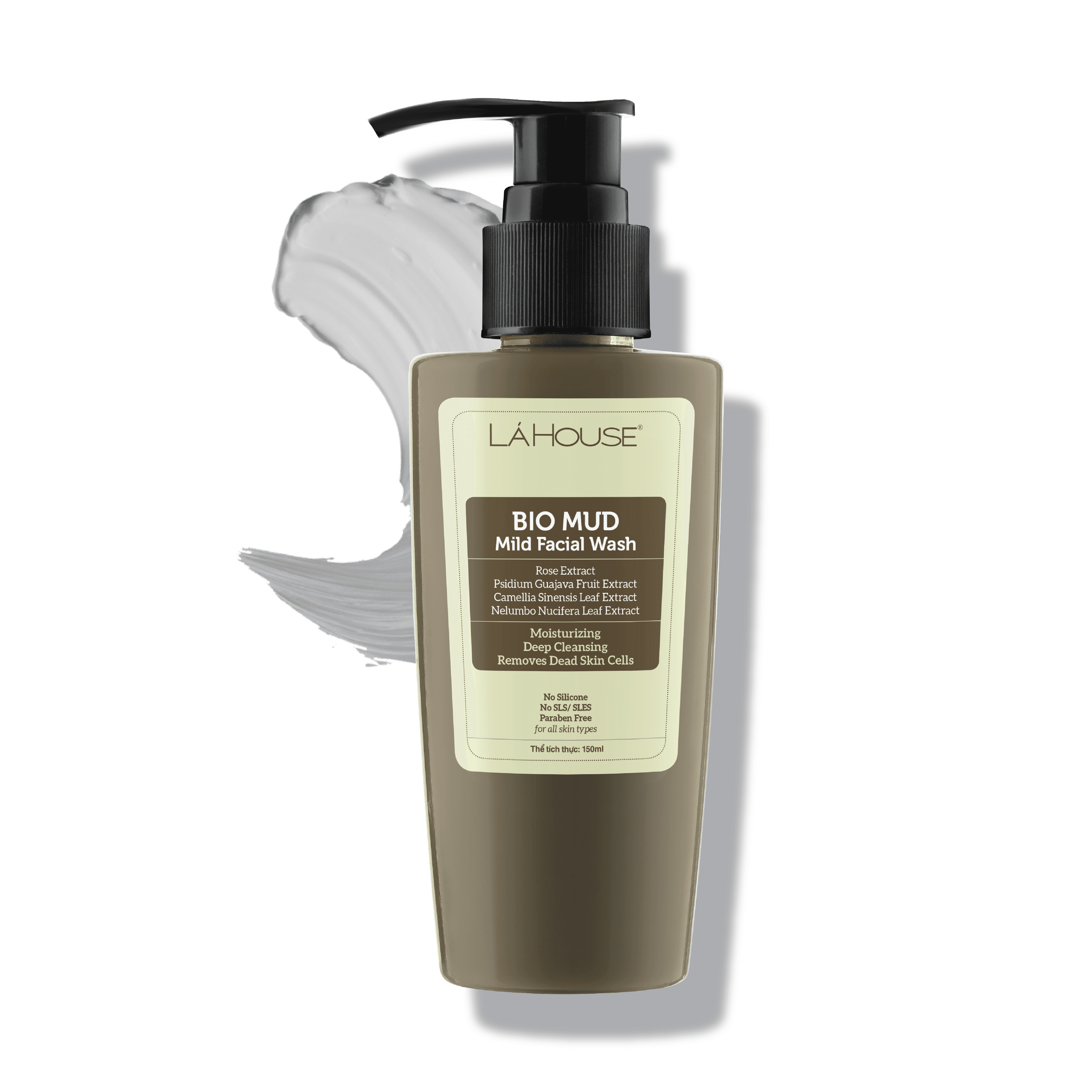 Sữa rửa mặt bùn khoáng loại bỏ tế bào da chết Lá House Bio Mud Mild Facial Wash 50ml150ml - 150ml