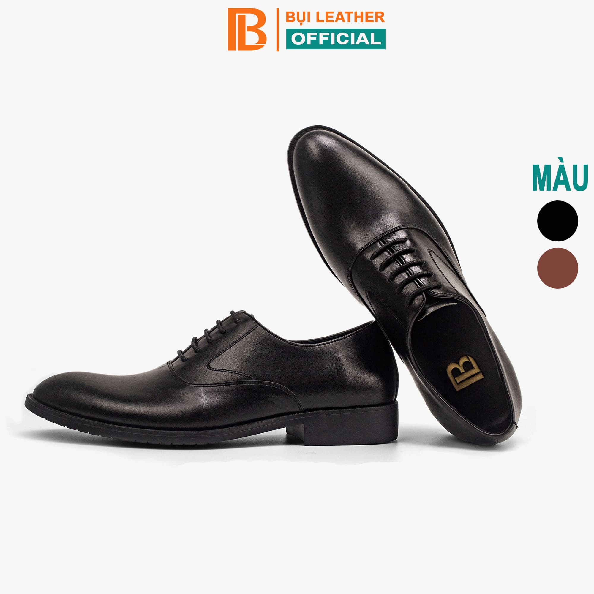 Giày da nam, giày oxford công sở G103 - Da bò Nappa cao cấp - Màu đen - 38