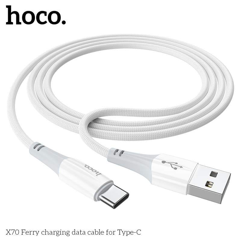 Dây cáp sạc nhanh, truyền dữ liệu USB to Type-C HOCO X70 Sạc Nhanh 3A dùng cho Samsung S21, Xiaomi ,Realme, Poco X3, Huawei,...Android -Hàng chính hãng - 1M - Trăng