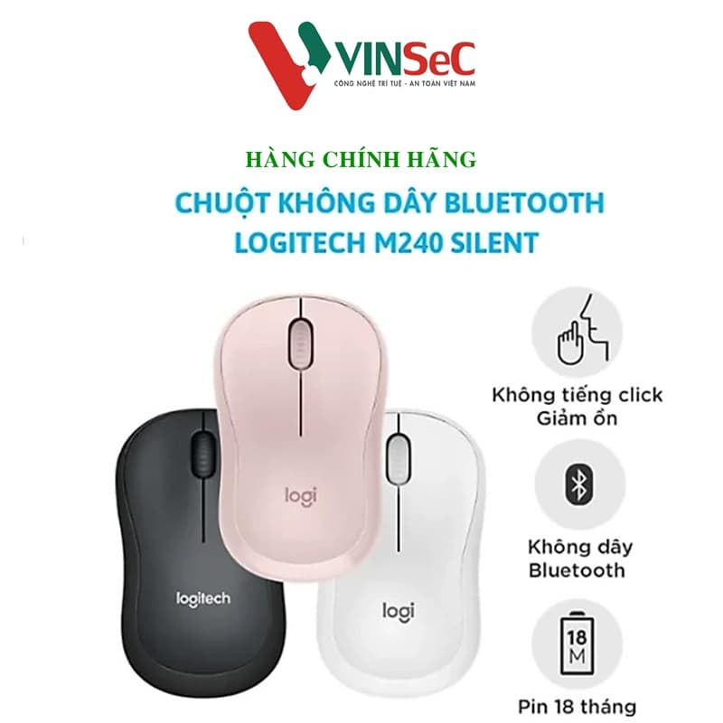 Chuột không dây Bluetooth Logitech M240 Silent - Hàng chính hãng - Màu hồng