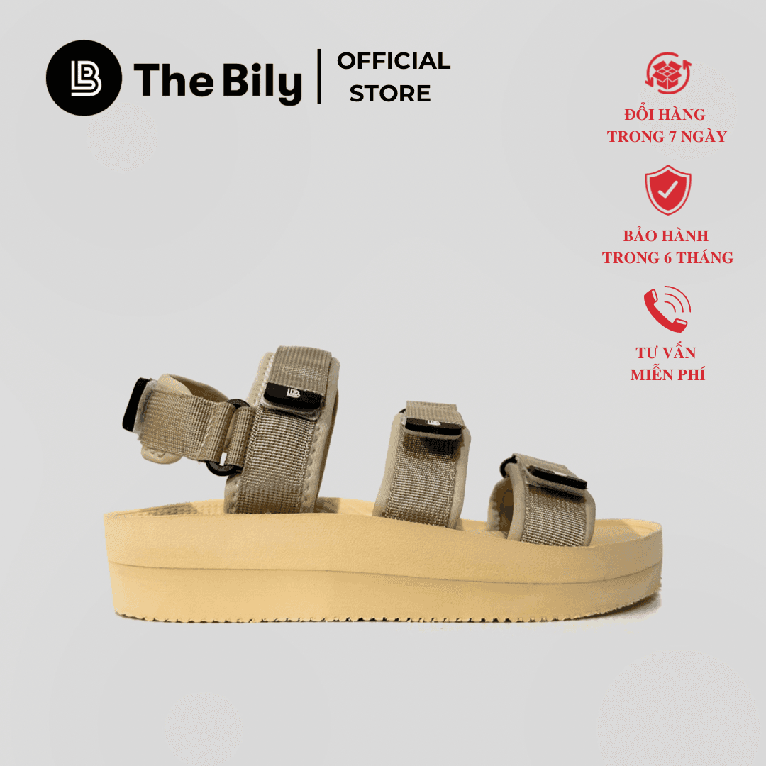 Giày Sandal Nữ The Bily 04W 3 Quai Ngang - Màu Kem BL04WK - 35