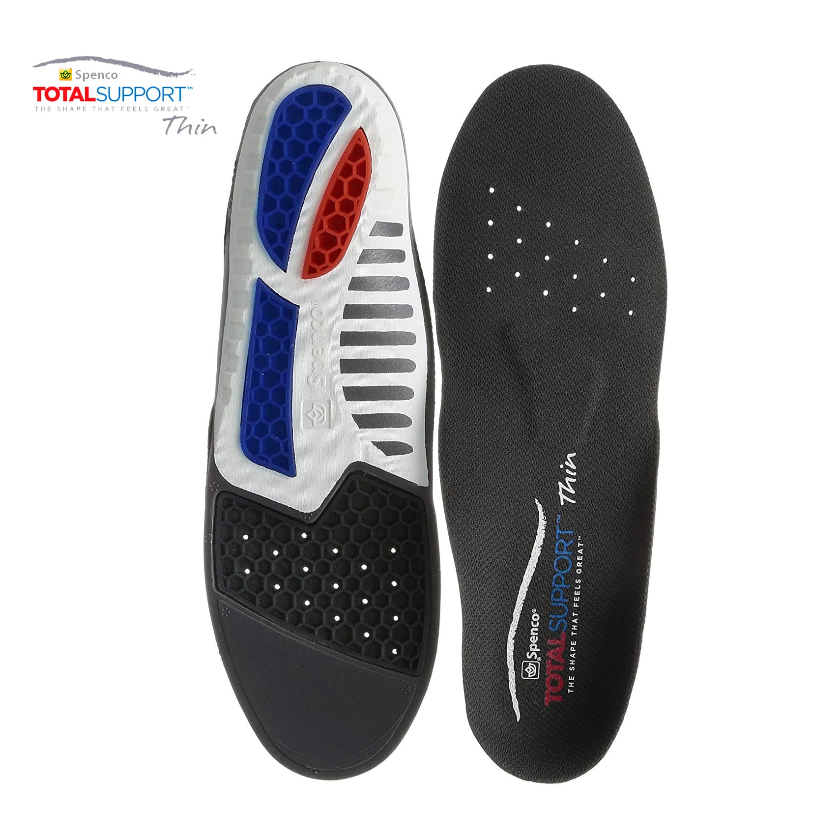 Lót giày sức khỏe Spenco Total Support Thin 46-696 cho giày thể thao, công sở nâng vòm hỗ trợ giảm mỏi chân khi đi nhiều, đứng lâu - Size 3