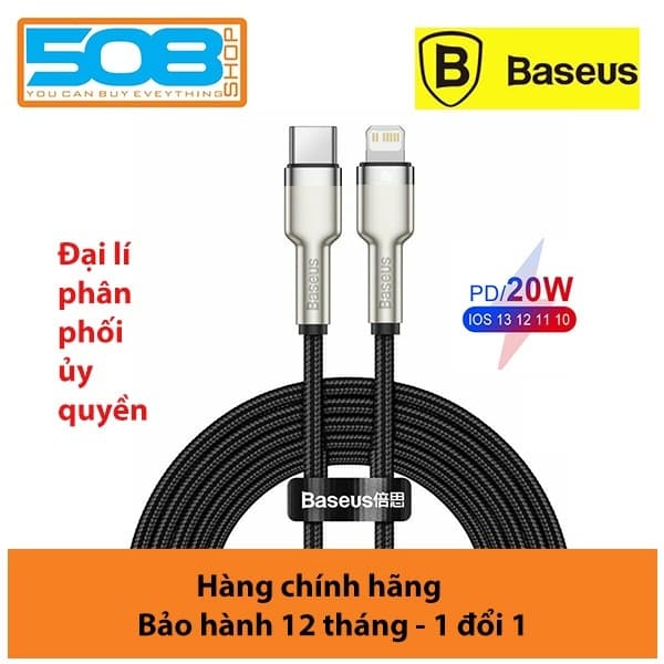 Cap sac nhanh PD20W truyên dư liêu Baseus Metal Data Type-C sang iPhone  2 size  - Hang chinh hang - 100cm