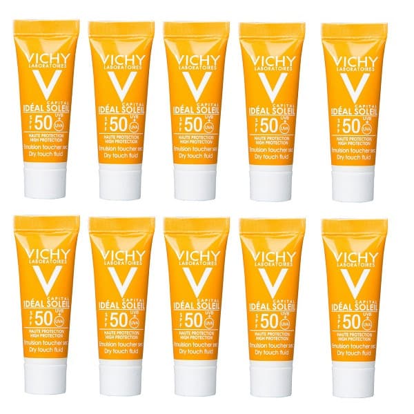 BỘ 10 HỘP SAMPLE VICHY KEM CHỐNG NẮNG KHÔNG GÂY NHỜN RÍT SPF50, UAVUVB
