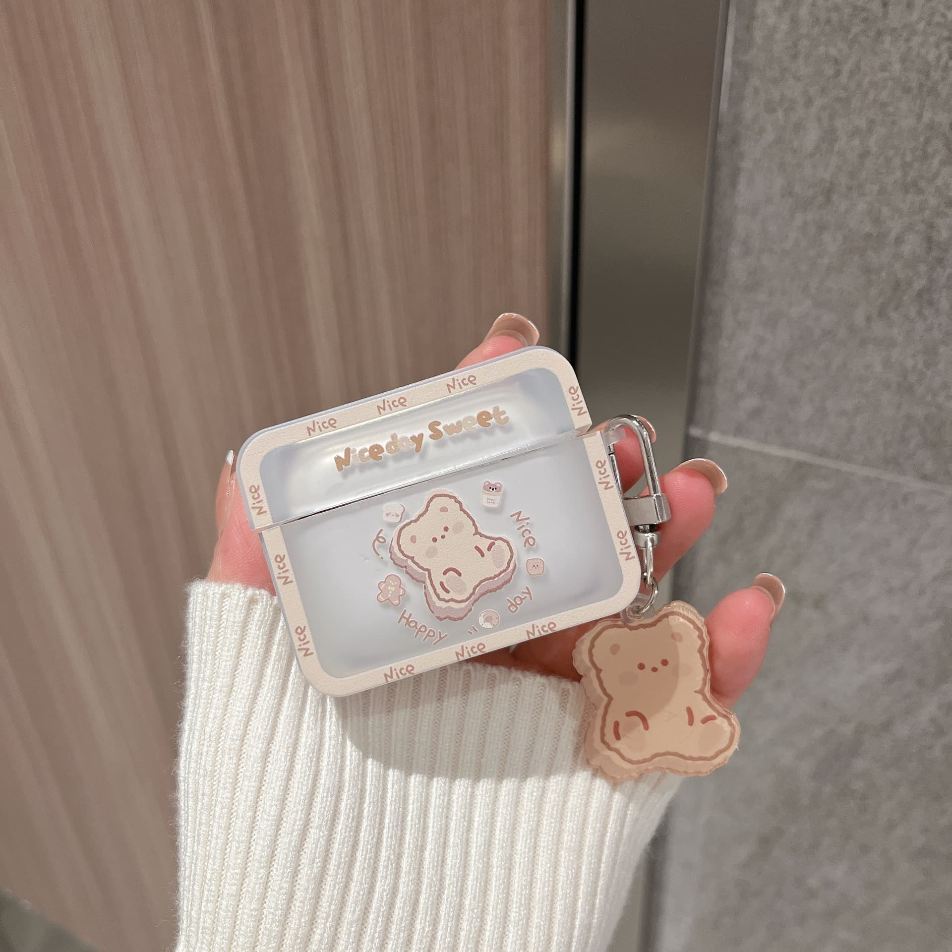 Case Ốp Bảo Vệ Gấu Nice dành cho Tai Nghe AIRPODS 3Airpods ProAirpods 12 Kèm Khóa treo hình- Hàng chính hãng - Airpods 3