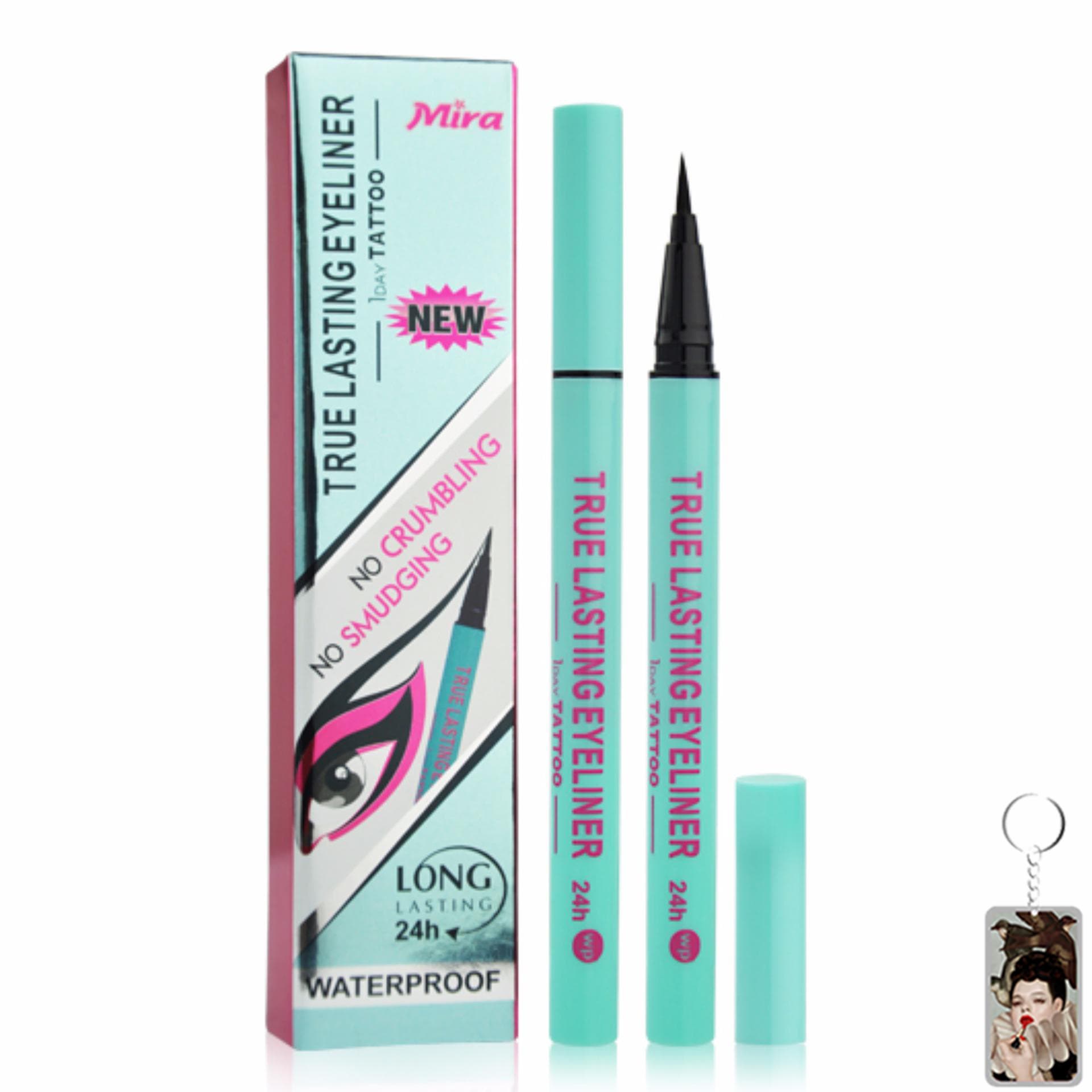 Viết lông kẻ mí Mira true lasting eyeliner Hàn Quốc 0.8 ml  màu xanh tặng kèm móc khoá