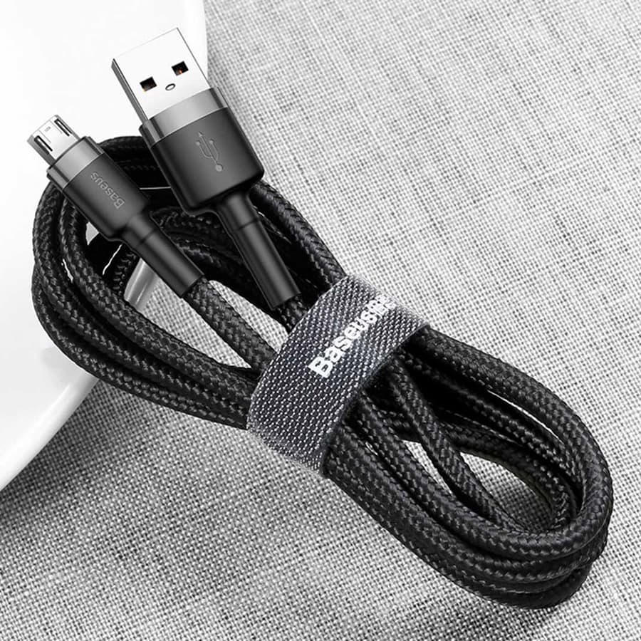 Cáp Sạc Nhanh Micro USB Cho Smartphone Android 2.4A Baseus Cafule 1m - Xám - Hàng Chính Hãng