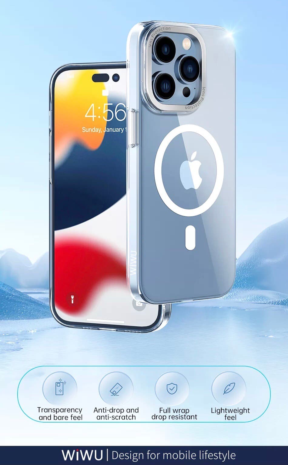 Ốp Wiwu Ultra Thin Frosted phone case UTFC-103 Cho Iphone 14 được làm bằng PC mờ, thiết kế trong suốt, chống oxy hóa, không dễ ố vàng - Hàng Chính Hãng - trăng trong suốt - iPhone 14 ProMax