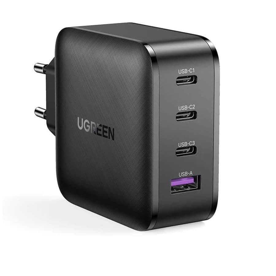 Củ sạc 65W PD3.0 GaN màu đen 3C  1A sạc siêu nhanh 4 cổng 3 x usb type C và 1 x A Ugreen 70774 CD224 Hàng chính hãng