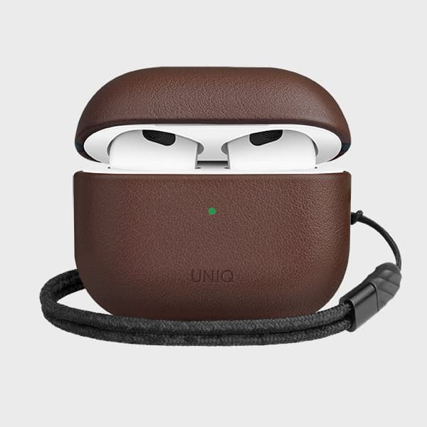 Bao Case Ốp Da Thật UNIQ Terra Geniune Leather dành cho Airpods 3 - Hàng Chính Hãng - Nâu