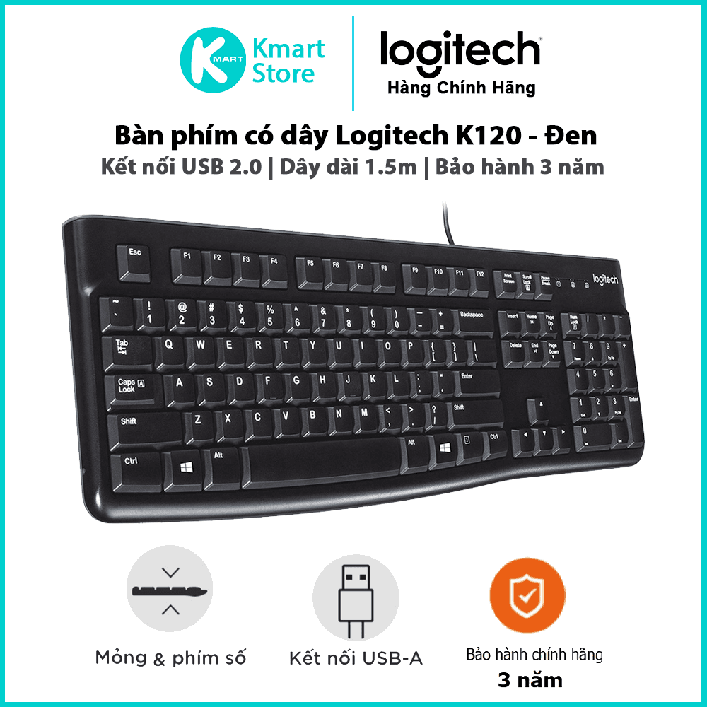Bàn phím có dây Logitech K120-Hàng chính hãng