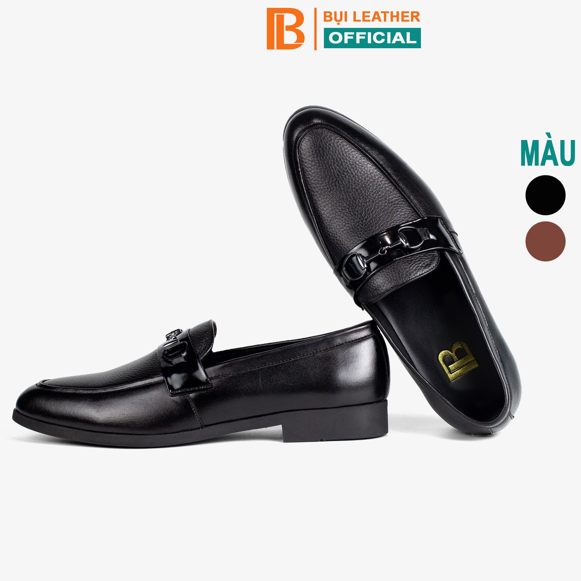Giày lười da nam công sợ Bụi Leather G121 - Da bò Nappa cao cấp - 39 - Màu Đen