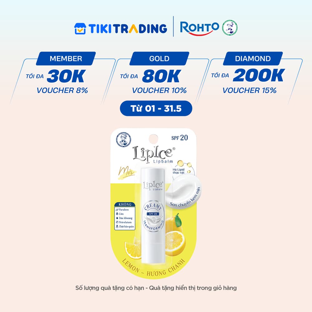 Son dưỡng môi không màu chuyển kem mịn LipIce Creamy Hương Chanh Lemon 4.3g