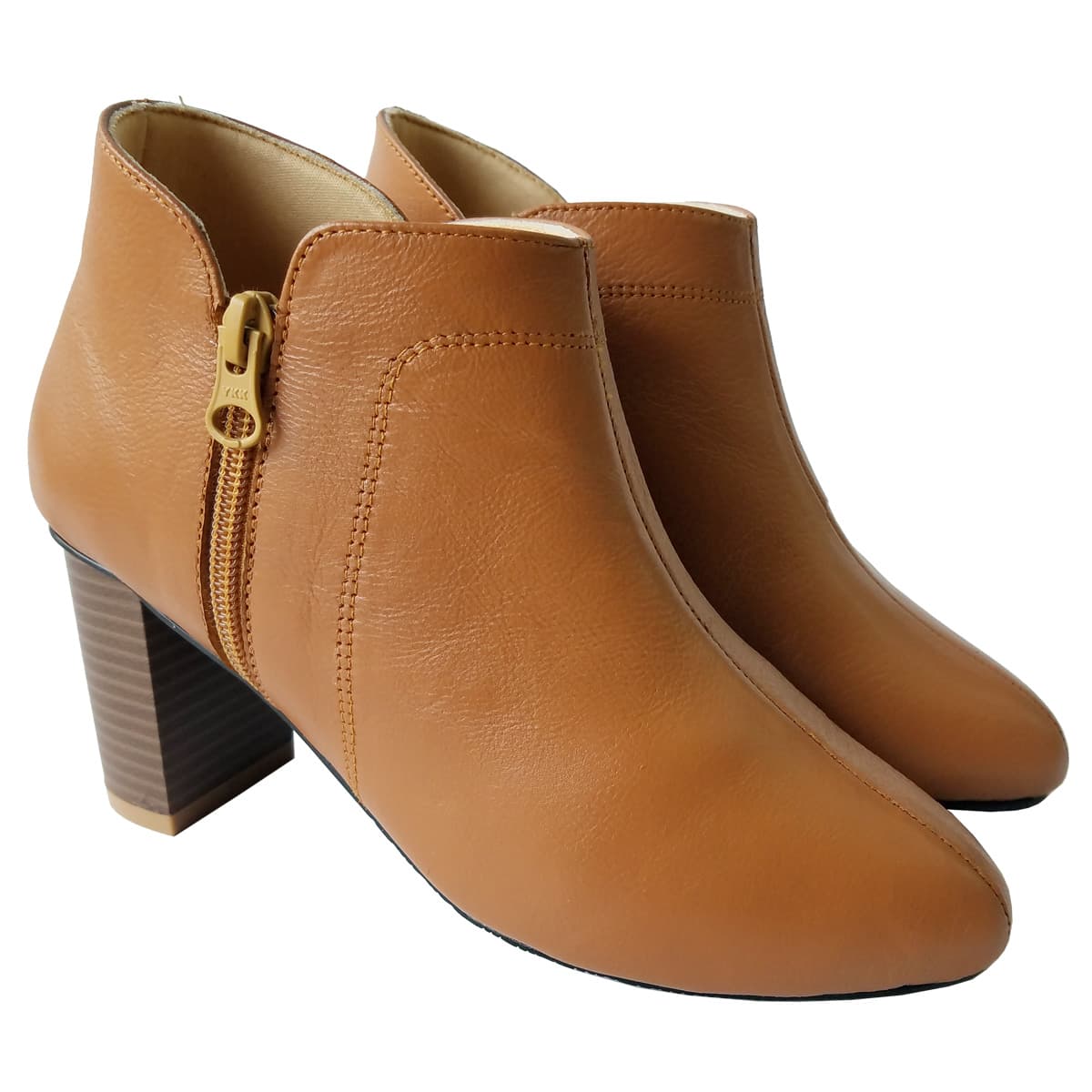 Giày Boot Nữ Cổ Thấp Da Bò Thật BIGGBEN Cao 7 phân BON6 - Màu da bò - 37