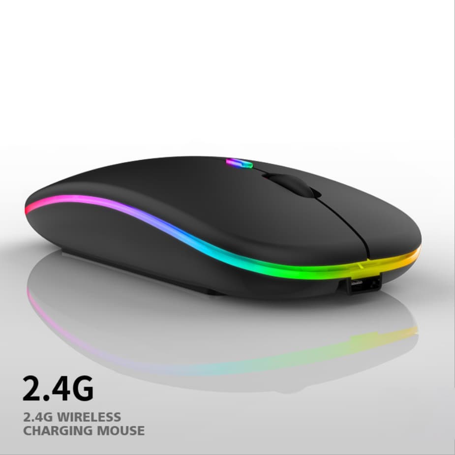 Chuột không dây A2 Pro, chuột máy tính không tạo tiếng ồn, có thể sạc lại, hiệu ứng đèn Led RGB- Hàng nhập khẩu