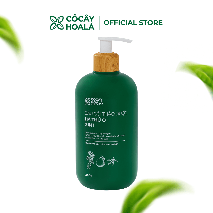 Dầu Gội Xả 2in1 Hà Thủ Ô Cỏ Cây Hoa Lá VIETNAM - Dưỡng Tóc Đen Mượt, Bóng Khỏe, Dung tích 420gchai