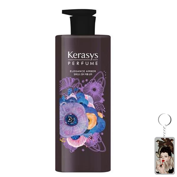 Dầu gội nước hoa hương Violet tím và hoa diên vỹ Kerasys Elegance Amber Hàn Quốc 600ml tặng kèm móc khóa - Dầu gội