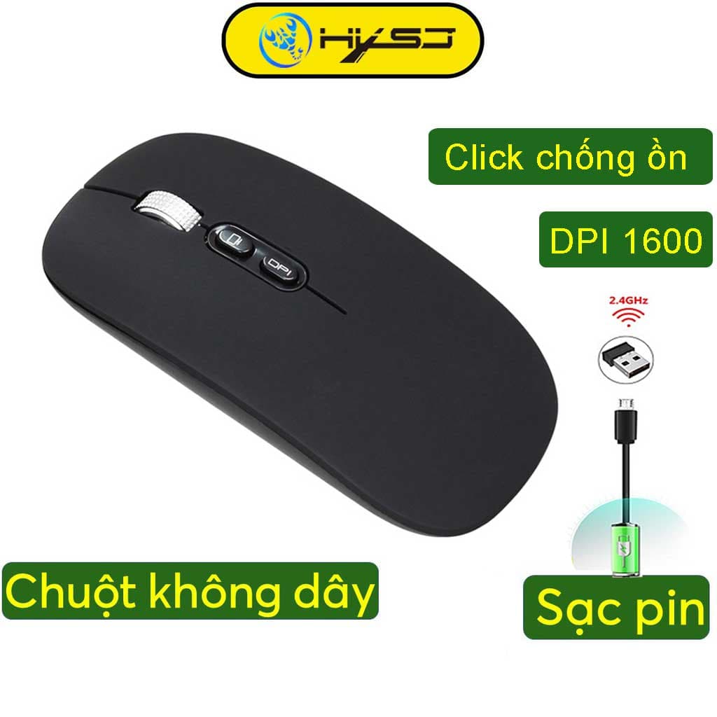 Chuột không dây sạc điện HXSJ M103 - Hàng chính hãng - Màu Đen