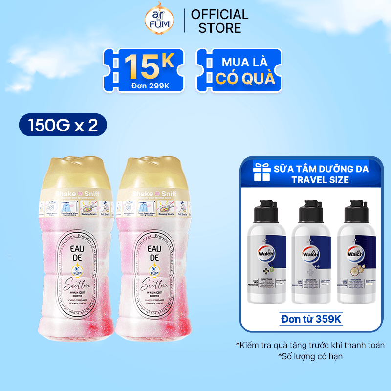Special Edition Combo 2 Hạt Xả Thơm Quần Áo Hương nước hoa ArFUM Lưu Hương lâu, Làm Mềm Vải Và Chống Tĩnh Điện 150gr - Sweet Love Ngọt Ngào