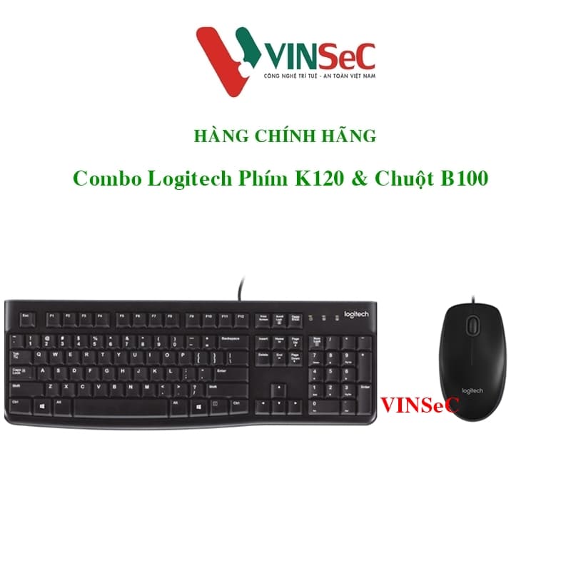 Bộ bàn phím Logitech K120  chuột Logitech B100 - Hàng chính hãng