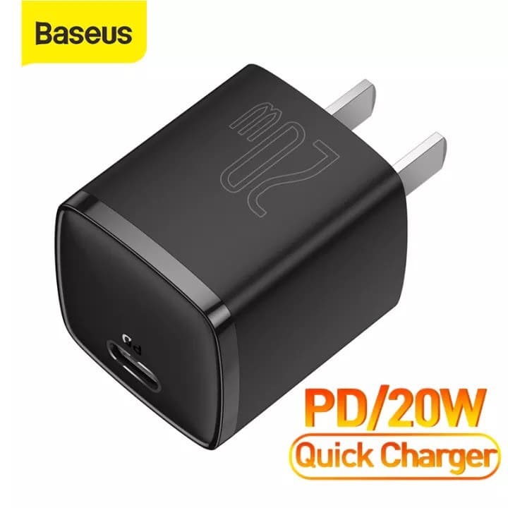 Sạc Nhanh Baseus 20W USB C Hỗ Trợ Sạc Nhanh Type C PD Cho iPhone - Công Nghệ Power Delivery 3.0 QC 3.0 - Hàng Chính Hãng - Đen