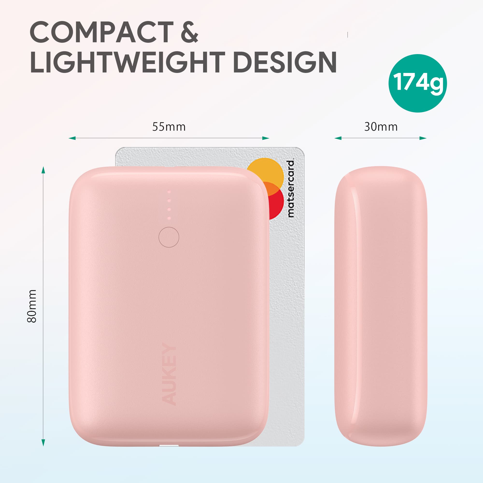 Pin sạc dự phòng Aukey PB-N83S 20W PD 10.000mAh, hàng chính hãng - Dâu hồng