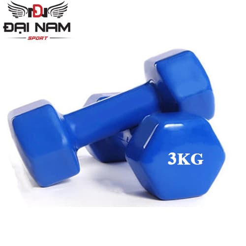 Bộ Tạ Tay 3kg Bọc Cao Su Trơn Lõi Thép Cao Cấp Chính Hãng Đại Nam Sport Tổng 6kg-Giao Màu Ngẫu Nhiên