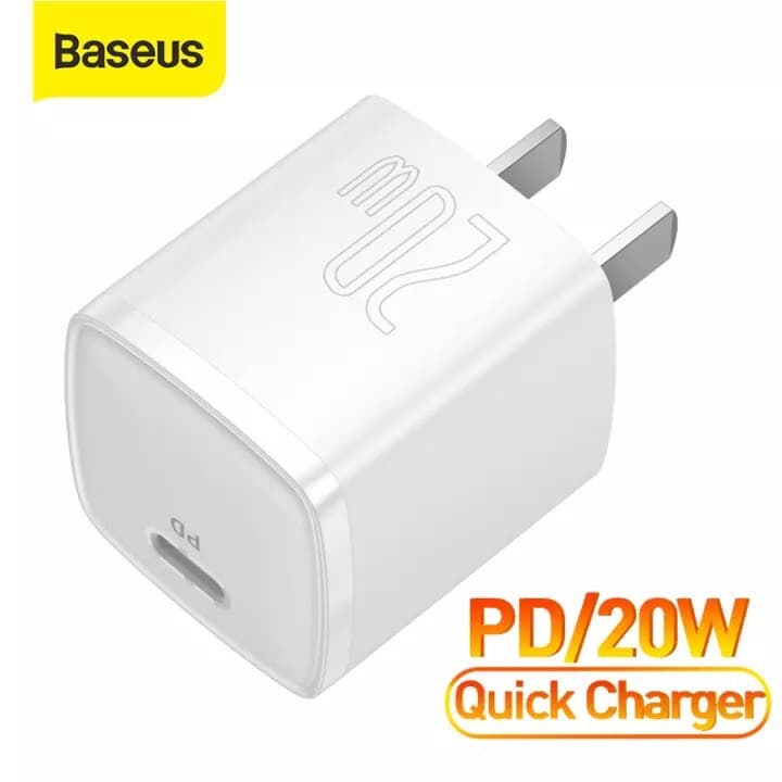 Sạc Nhanh Baseus 20W USB C Hỗ Trợ Sạc Nhanh Type C PD Cho iPhone - Công Nghệ Power Delivery 3.0 QC 3.0 - Hàng Chính Hãng - Trắng
