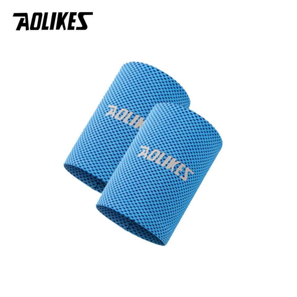 Bộ 2 băng đeo cổ tay AOLIKES A-7931 thấm mồ hôi Cool sports wristband - Blue - S