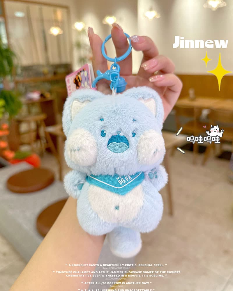 Móc Khóa Gấu Mèo Bông Meow Meow Hottrend Đeo Cặp Táp Túi Xách Quà Tặng Hàng Chính Hãng - Màu Xanh