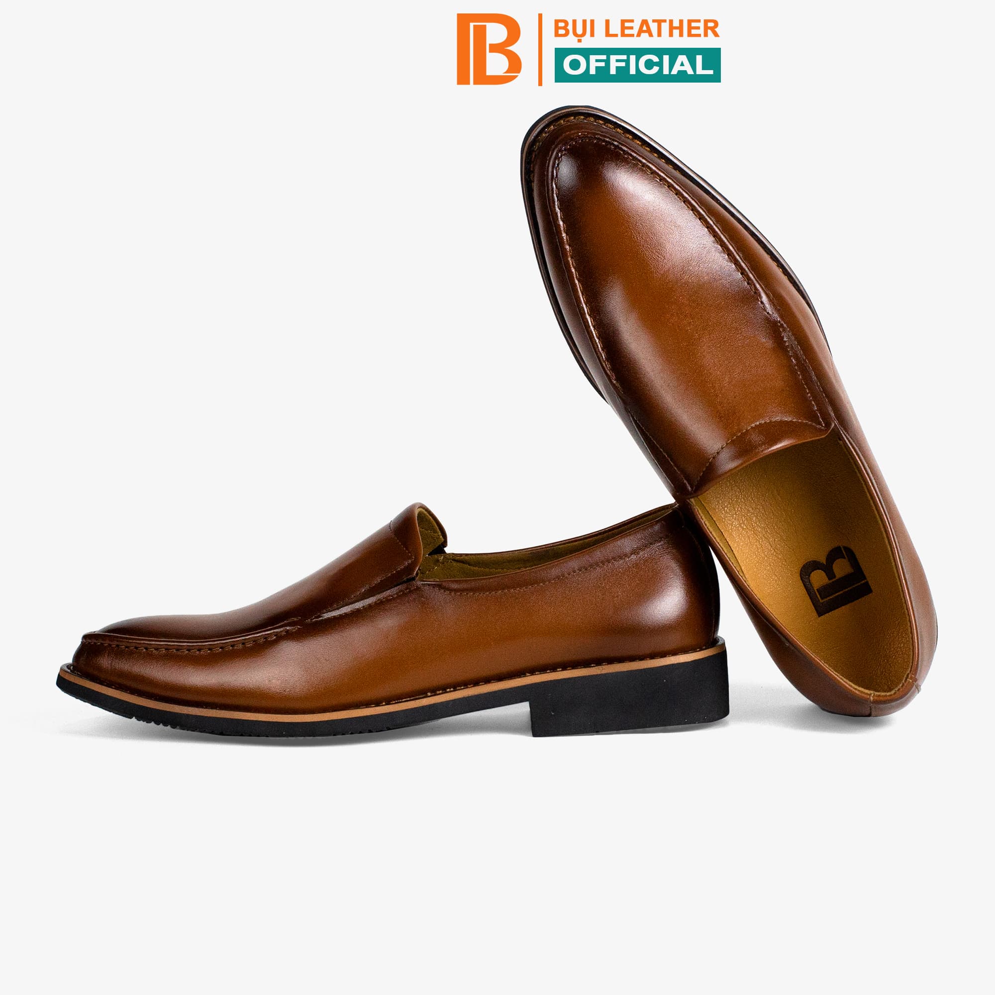 Giày nam công sở da bò nappa cao cấp, giày lười G114- Bụi leather- hộp sang trọng - 42 - Màu Nâu