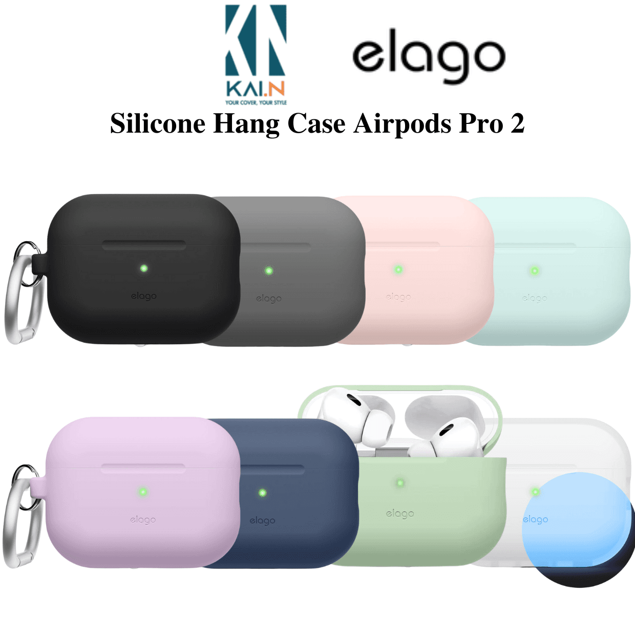 Ốp Elago Silicone Hang Case Dành Cho Airpods PRO 2 2022, Nhiều Màu - Hàng Chính Hãng - Nightglow Blue
