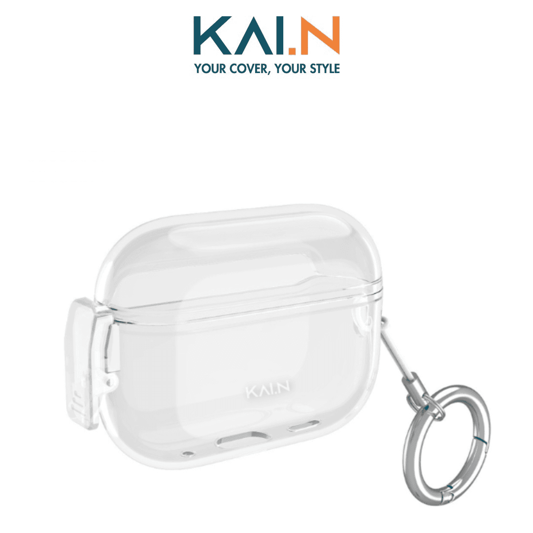 Case Ốp Cho Airpods PRO 2 Kai.N Smartlock Case Trong Suốt Kèm Móc Treo Hàng chính hãng - Clear
