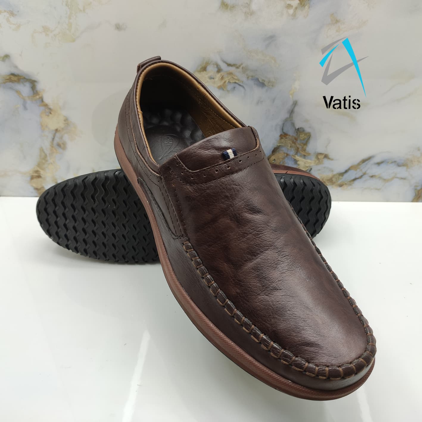 GIÀY LƯỜI DA BÒ NAM CAO CẤP VATIS VA2027 - 41 - NÂU