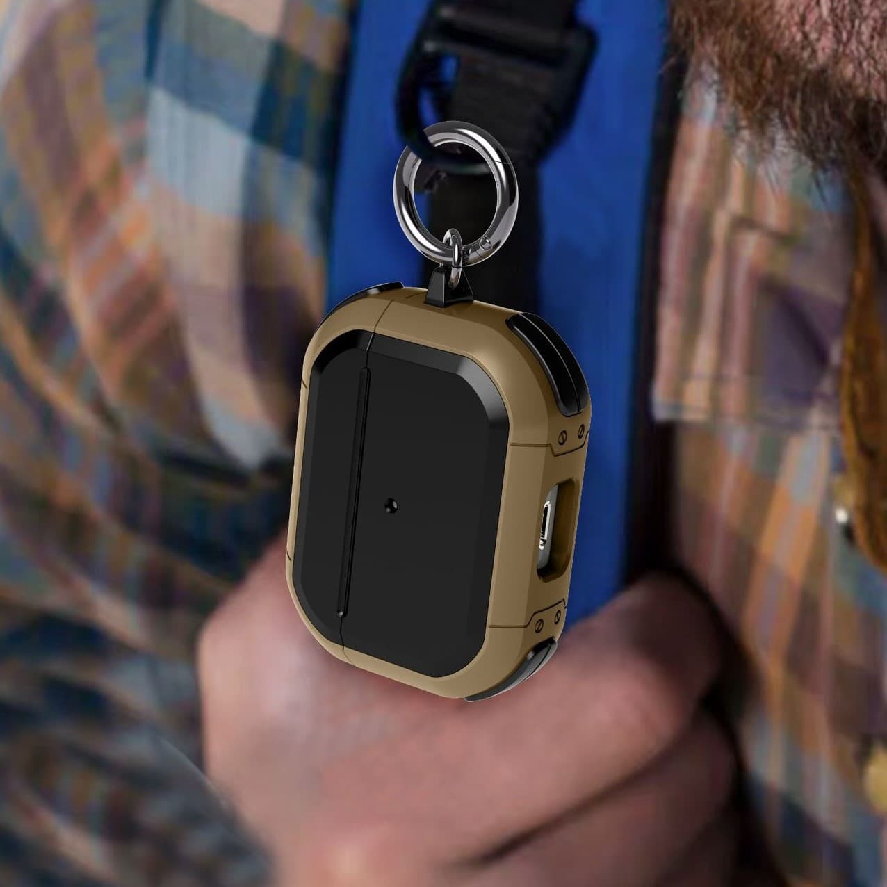 Ốp Bảo Vệ Chống Sốc Armor TPU PC Cho Airpods 1,2  Airpods 3 Airpods Pro Airpods Pro 2 Kèm Móc Treo- Hàng Chính Hãng - Airpods Pro - Vàng Cát
