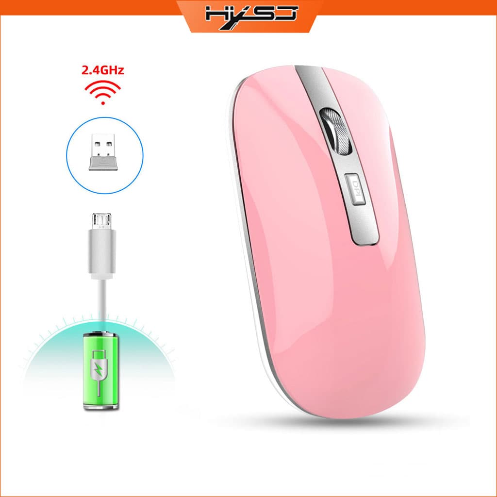 Chuột không dây HXSJ M30 sạc điện wireless 2.4Ghz DPI 1600 - Hàng chính hãng - hồng