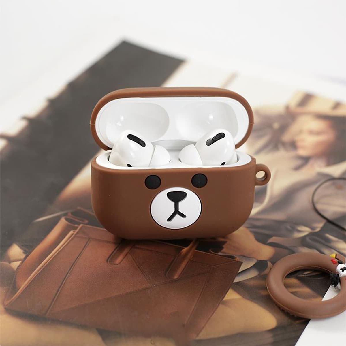 Case Silicon dành cho Airpods Pro 2 Airpods 1,2 Airpods Pro Airpods 3 Hình Gấu Brown Hàng Chính Hãng - Airpods Pro 2