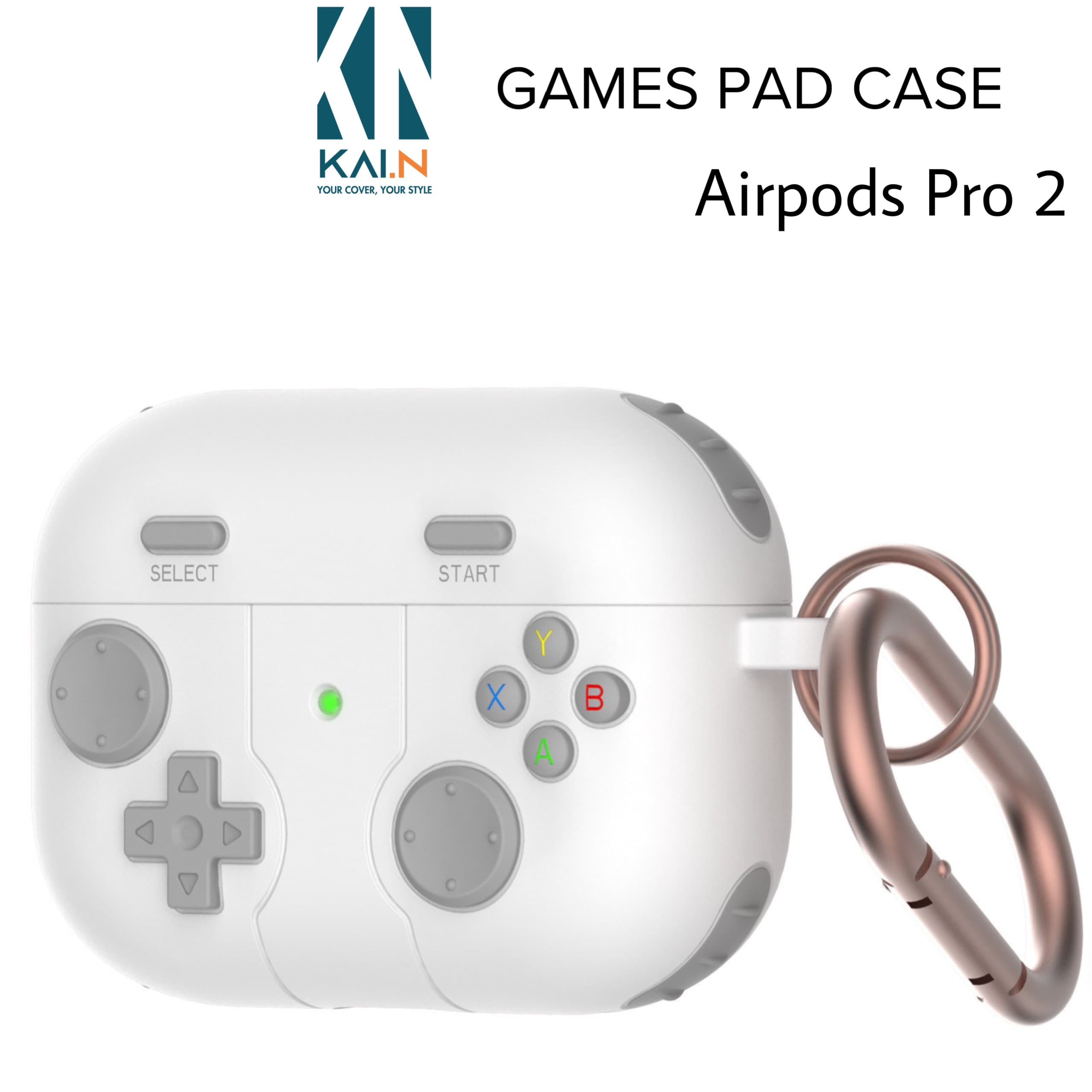 Case Ốp Dành Cho Tai Nghe Airpods Pro 2 Kai.N Game Pad Case Kèm Móc Treo Hàng Chính Hãng - White