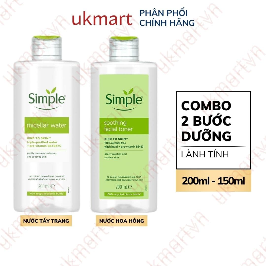 Combo Simple Làm Sạch Nước Tẩy Trang  Nước Hoa Hồng