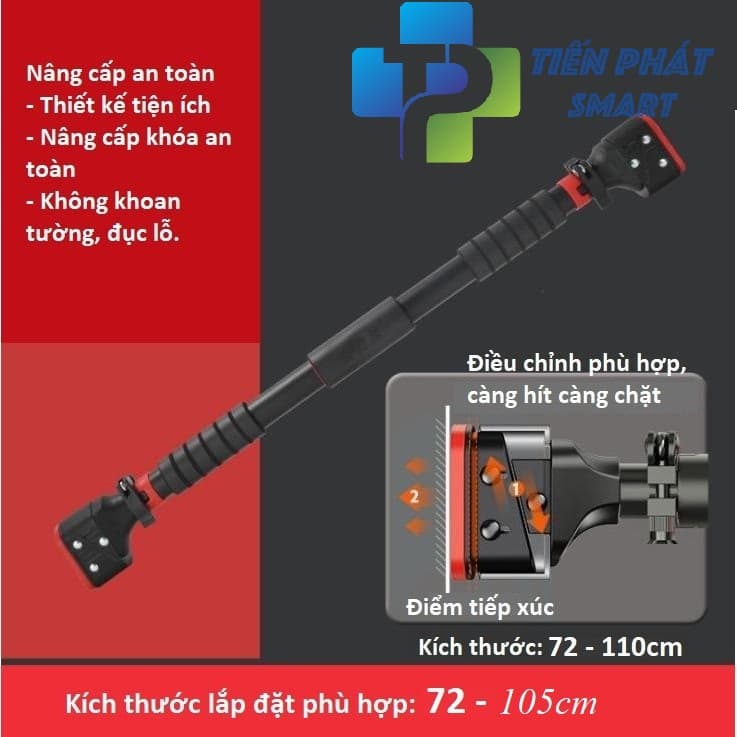 Xà đơn treo tường, gắn cửa 2021 điều chỉnh 72cm-110cm và 93cm-140cm nặng 2kg, 2.8kg -Mẫu TG02 - Đen đỏ 72-110cm