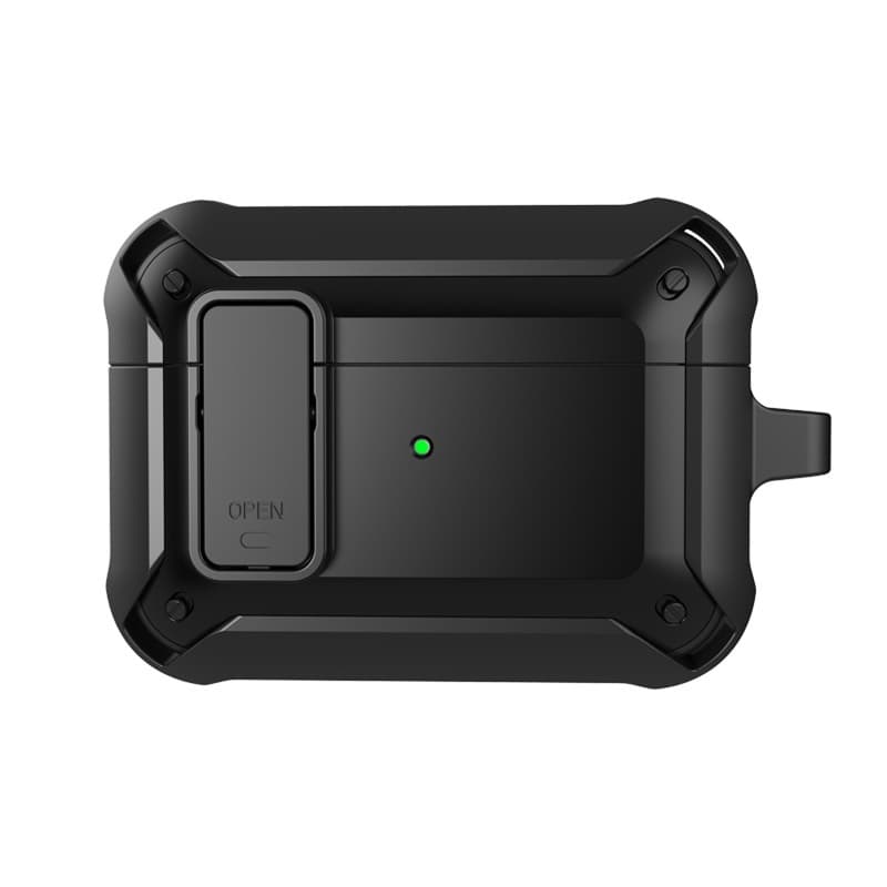 Case Ốp Cho Airpods PRO 2 2022 Có Khóa Bumblebee Lock Switch Kèm Móc Treo Hàng chính hãng - Màu đen